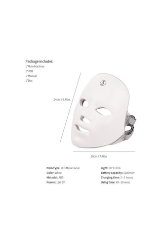 Şarj Edilebilir Pil Yüz Led Maske 7 Renkler Led Foton Terapi Güzellik Maskesi Cilt Gençleştirme Kaldırma Karanlık Nokta Temizleyici Cihazı Led Maskesi Qun0rc Beyaz