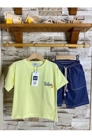 Aysbebe Sailor Çapa Motifli Erkek Çocuk Takım Sarı