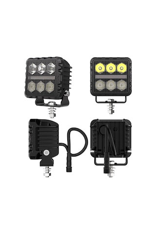 Off Road Tampon Ve Kaput Üstü Led 3 İnç Gündüz Led Sis Farı Çalışma Lambası Kablo Set Takım Lamba