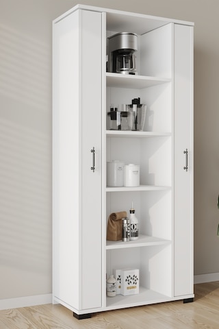 Aeka Ae-2200 Elit Beyaz Çok Amaçlı Mutfak Dolabı 2 Kapaklı Raflı Bölmeli 170cm Kiler Dolabı