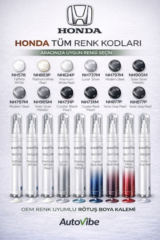 Honda Rötuş Boya Kalemi Nh887p Sonic Gray Pearl Toyota Mitsubishi Nissan Mazda Subaru Çizik Giderici