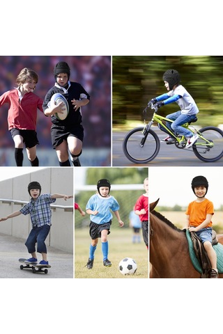 Geeroyoo Gençlik Yumuşak Ragbi Kaskı Çocuklar İçin Ayarlanabilir Futbol Ve Futbol Başlığı Hafif Koruyucu Spor Kaskı Siyah Siyah