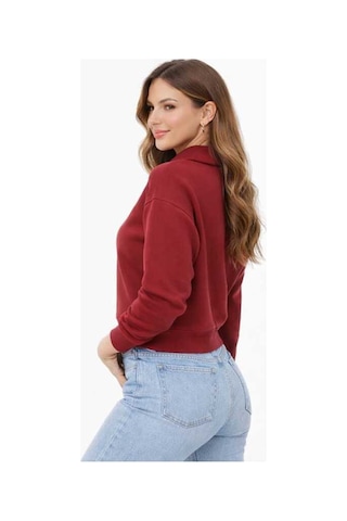 Bebuy Sweatshirt Yarım Fermuarlı Bordo
