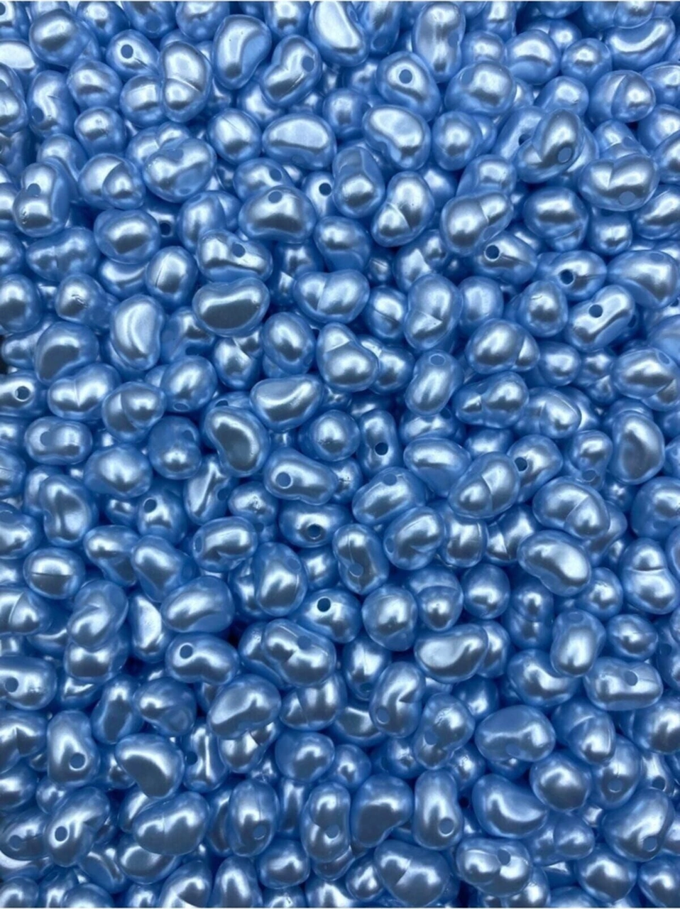 50gr Mavi Renk Formsuz Şekilsiz Plastik Lüks Barok Inci Boncuk, Yamuk Inci 250 Adet