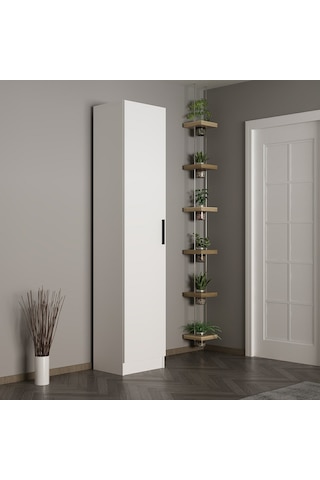 Minar Kale 210 Cm 1 Kapaklı 1b Raf Portmanto Beyaz