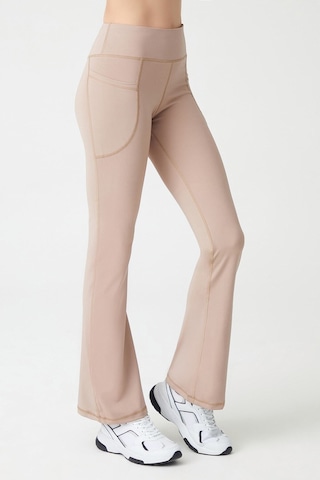 Los Ojos Kadın Bej Yüksek Bel Toparlayıcı Çift Cepli Ispanyol Paça Tayt Bootcut Bej