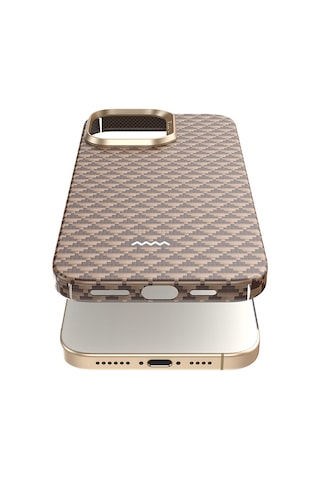 Apple Uyumlu iPhone 16 Pro Max Kılıf M-safe Raptic Aramid Skin Origin Serisi Kapak Kahverengi