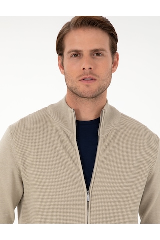 Pierre Cardin Erkek Kum Melanj Hırka Triko 50300497-vr123 Kum