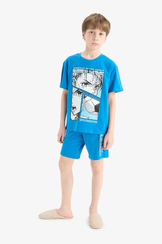 Defacto %100 Pamuklu Baskılı Beli Lastikli Pijama Takımı Erkek Çocuk E2695A825HS Mavi