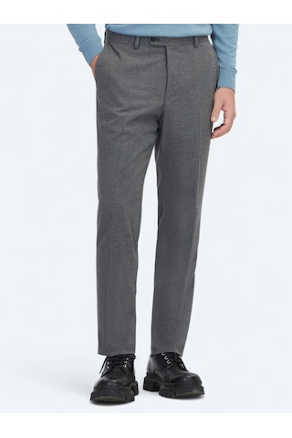 Gri Düz Dokuma Fitted Fit Klasik Pantolon Gri