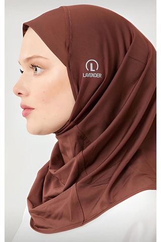 Melodi Scarf Kadın Tesettür Hijab Deniz Havuz Spor Uyumlu Bone Kahverengi Kahverengi