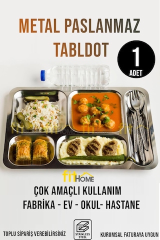 Tabldot Paslanmaz Çelik Self Servis 5 Bölmeli Krom
