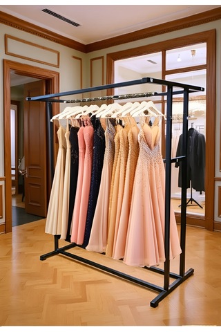 Premium 150 Cm Çelik Konfeksiyon En 125 Cm Elbise Askılık Tekerlekli Demonte Portmanto Hanger Siyah