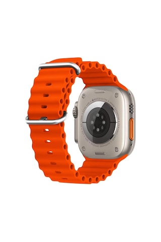 Microsonic Apple Uyumlu Watch Series 7 41mm Kordon Ocean Band Turuncu