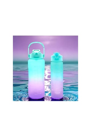 Renk 800ml Kaydırmaz Silikon Gövde Rahat Içim-pipetsiz- Motivasyon Su Matarası Çok Renkli