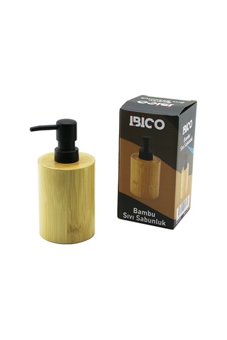 Northcity Yuvarlak Bambu Sıvı Sabunluk Ø7.8 Y10.8 Cm - Siyah Pompa Ahşap - Siyah