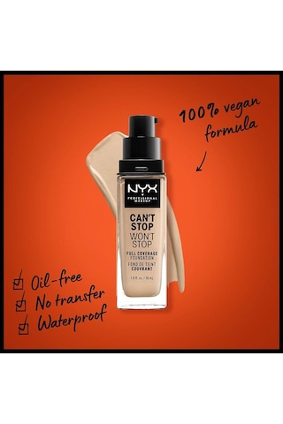 NYX Professional Makeup Can't Stop Won't Stop Full Coverage Foundation 6.3 Warm Vanilla 30 ML