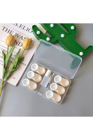 Geeksen 6'li Kontakt Lens Kutusu - Çözüm Şişesi, Pens Ve Emme Çubuğu İle Seyahat Dostu Set