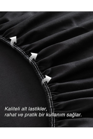 Lastikli Çarşaf %100 Pamuklu Penye Kumaş Tek/çift Kişilik Siyah