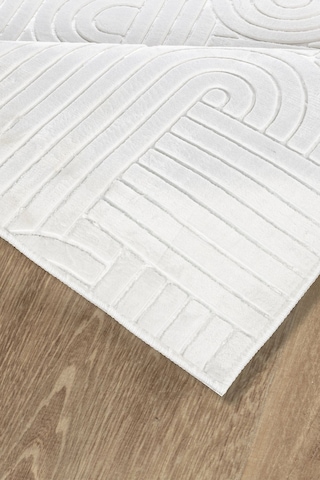 Tropikal Home Bambu Dokulu Modern Desenli Kaymaz Taban Lüx Dört Mevsim Yıkanabilir Halı Yolluk Krem