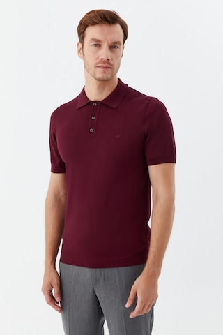 Sabri Özel Erkek Bordo Normal Kesim Regular Fit Viskon Dokuma Düğmeli Polo Yaka Tişört