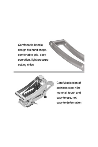 Pazly Cbtx Jd-052 Paslanmaz Çelik Patates Kızartması Kesim, Evde Kolay Kullanım Kızartma Emme Plakası Olmadan Kesilir Gri