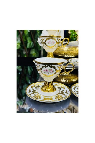 Acar Porselen 6 Kişilik Luxury Series Florcita Kahve Fincan Takımı 90 Ml Sarı