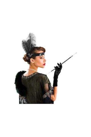 Mey İthalat 1920& 39 Ler Gatsby Aksesuar Seti Siyah Charleston Saç Bandı & Sigaralık