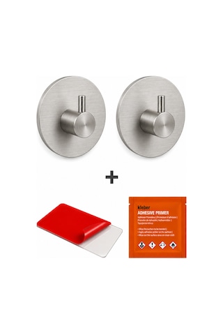 2li Set Oval Tekli Modern Banyo Askılık 45 Mm Paslanmaz Çelik Delmeden Yapışkan Montaj Inox