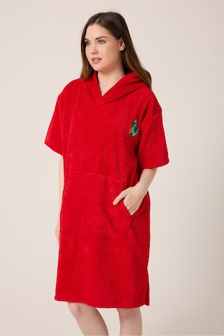 Palmiye Sörf Nakışlı Yetişkin Sörf Yazlık Panço Kapüşonlu Plaj Havlusu Bordo Bordo