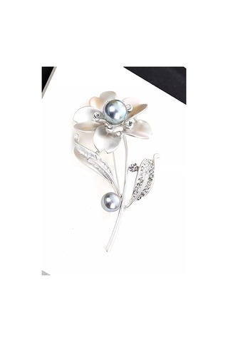 Bijoubijou Broş Çiçek 244261453 Gri