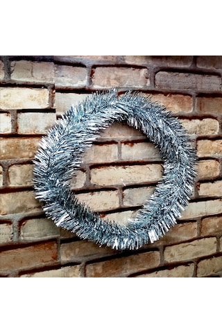 Gün Işığı Led Işıklı Garland 5 Metre Işıklı Parlak Metalik Gümüş Çam Dalı Led Işıklı Gümüş Garland Diğer