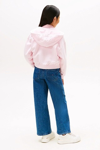 Kız Çocuk Beli Gipe Lastikli Fermuarlı Sweatshirt - Pembe Light Pink