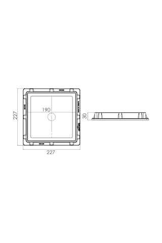 20X20 Rögar Kapağı - Çerçeve+ Düz Kapak Gri