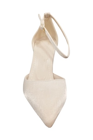 Ventes 120516z 7 Cm Kadeh Topuk Bilekten Bantlı Sivri Burun Kadın Saten Topuklu Ayakkabı Ten