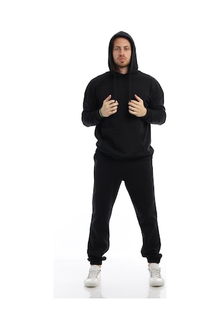 Polostate Erkek Kapüşonlu Kanguru Cepli Sweatshirt Siyah