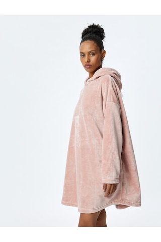 Koton Cepli Uzun Kollu Oversize Kapüşonlu Peluş Sabahlık Pembe 5wlk70021mk Gül Gülkurusu