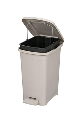 Omnipazar Elf-i344 Slim Pedallı Plastik Çöp Kovası İç Kovalı 8 Lt Gri