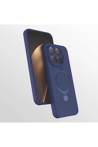 Xiaomi 15t Pro Uyumlu Standlı Magesafe Silikon Kılıf Lacivert