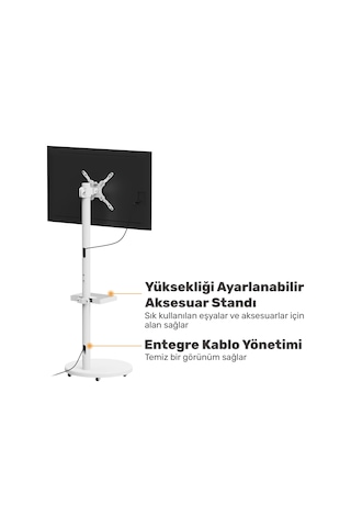 Npo Std3822twe 17"- 43" Vesa Tekerlekli Dikey/yatay Dönebilen Mobil Monitör/tv Standı