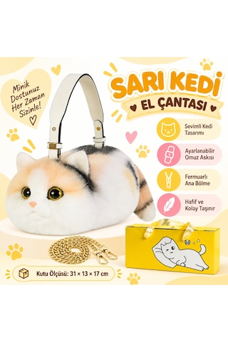 NessiWorld Kedi El Çantası Sarı Beyaz