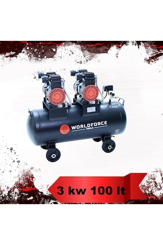 Worldforce 100 L 8 Bar Sessiz Ve Yağsız Hava Kompresörü 4 Piston