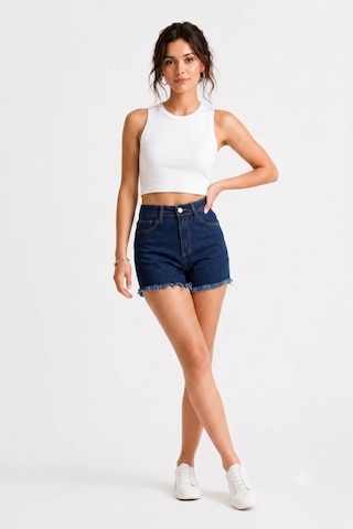Layal My Beauty Lmb Kadın Jeans Yüksek Bel Likralı Paçası Püsküllü Denim Kot Şort Yeni Sezon New1 Lacivert