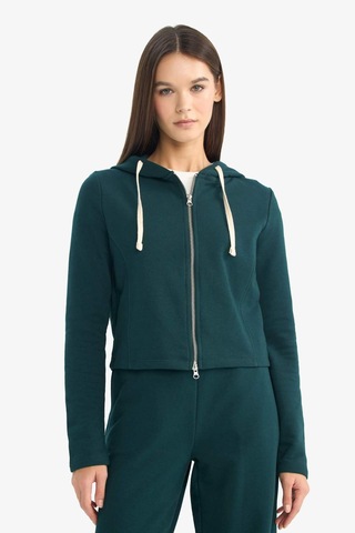 Defacto Oversize Kapüşonlu Fermuarlı Sweatshirt G6384ax25wngn465 Yeşil-gn465