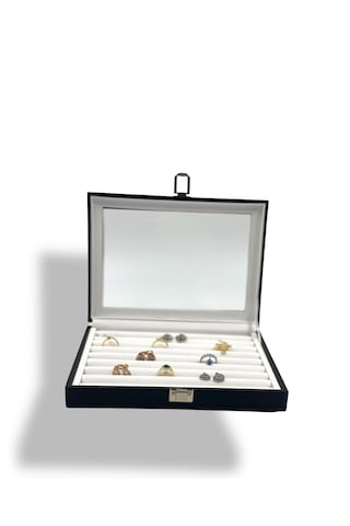 Richbox Sosis Model Yüzük Takı Kutusu 18x25cm Siyah İçi Beyaz