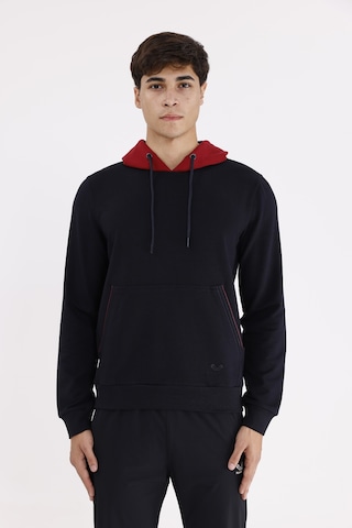 Rowinger Kanguru Cepli Ayarlanabilir Kordonlu Ribana Manşetli Rahat Kesim Kapüşonlu Sweatshirt Blue