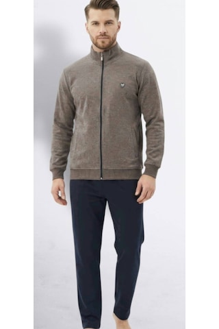 Erse %100 Pamuk Selanik Örme Uzun Kol Mont Eşofman-pijama Takımı Kışlık - 9056468286501 Açık Kahverengi