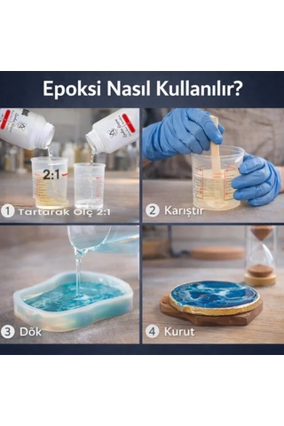 Epoksi Reçine Hobi, Takı Ve Dekoratif Şeffaf Döküm Uygulamaları İçin 3 Kg