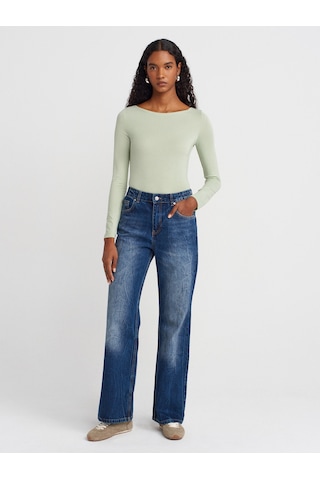 Dilvin 72041 File Yıkama Tint Denim Pantolon-tint Tint
