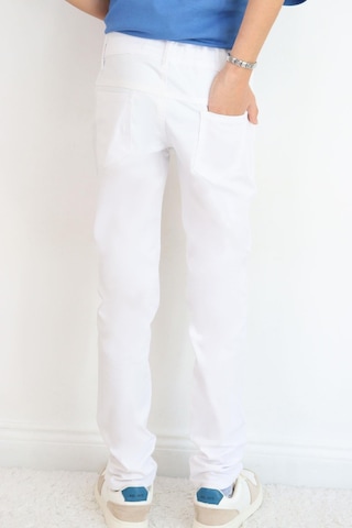 Konsept Erkek Çocuk Gabardin Pantolon Düğmeli Fermuarlı 10-14 Yaş , Beyaz